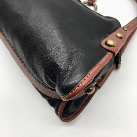 Gironacci Black & Brown Leather Studded Shoulder Bag - Picture 6 of 11